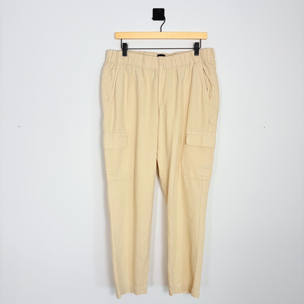 GAP Cargo Utility Pants Elastic Waist‎ Beige Cotton Lyocell Women Size Large